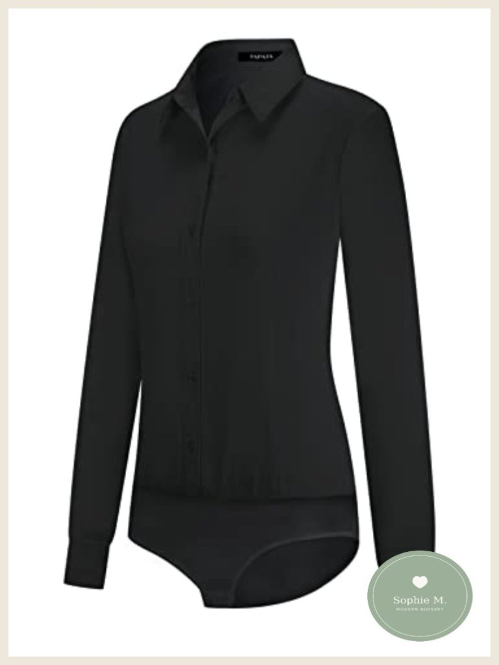 Womens Long Sleeve Button Down Bodysuit Blouse Office Work Shirt One-Piece - Picture 1 of 6